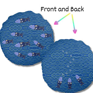 Fish fingers fisherwife fisherman sea hand round pillow