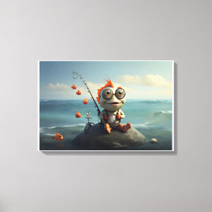 Fish fishing conceptual art canvas print