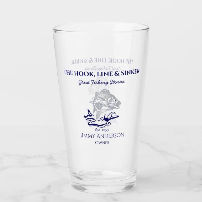 Fish Fishing Fisherman Drinkware Pint Beer Glass (Front)
