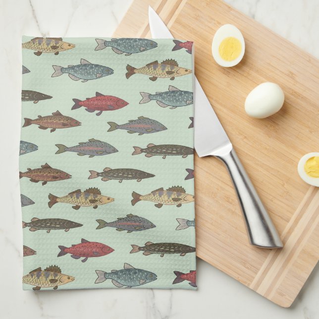 Fish Fishing Kitchen Towel (Quarter Fold)