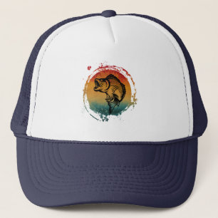 FISH FISHING RETRO VINTAGE  TRUCKER HAT