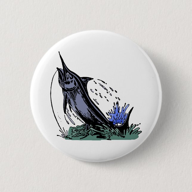 fish fishing rod 2 inch round button (Front)