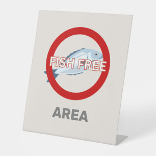 Fish Free Area Customized Food Allergy Alert Pedestal Sign