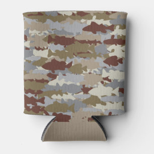Fish Frenzy Brown Camouflage Can Cooler