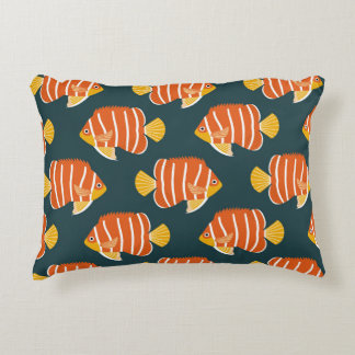 Fish Frenzy: Vintage Seamless Design Accent Pillow