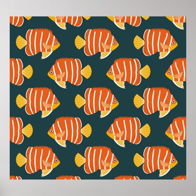 Fish Frenzy: Vintage Seamless Design Poster (Front)