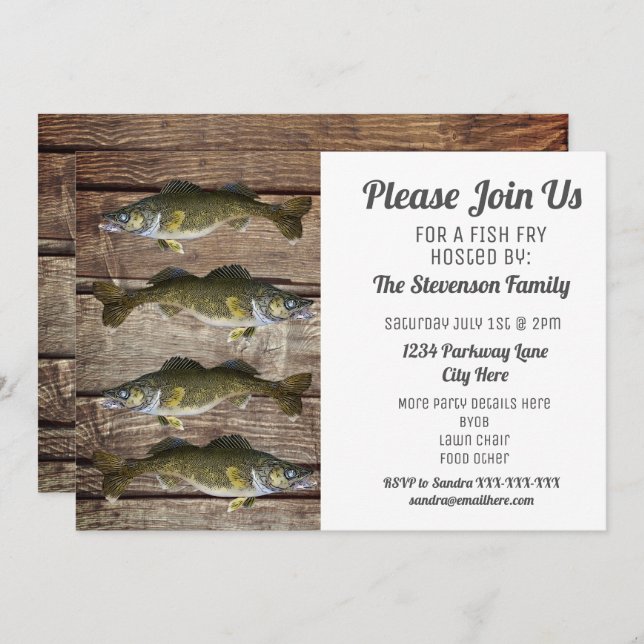 Fish Fry Backyard Summer BBQ Party Invitation (Front/Back)