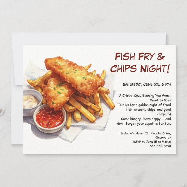 Fish Fry & Chips – Casual Seafood Party Invitation (Front)