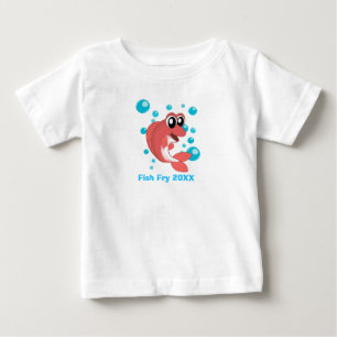 Fish Fry Seafood Boil Party w Red Fish and Bubbles Baby T-Shirt
