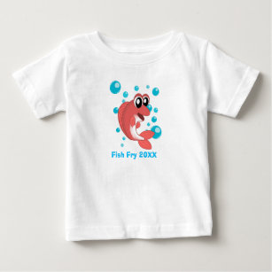Fish Fry Seafood Boil Party w Red Fish and Bubbles Baby T-Shirt