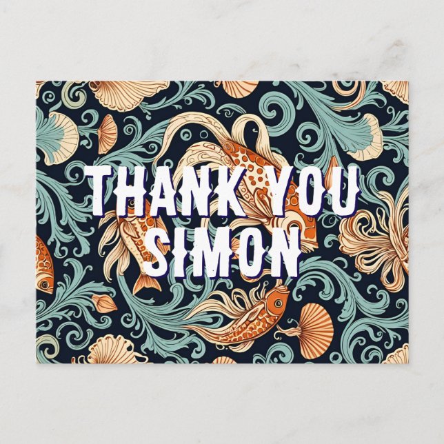 fish goldfish illustration thank you Postcard (Front)