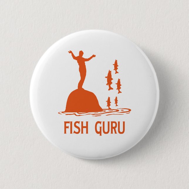 Fish Guru 2 Inch Round Button (Front)