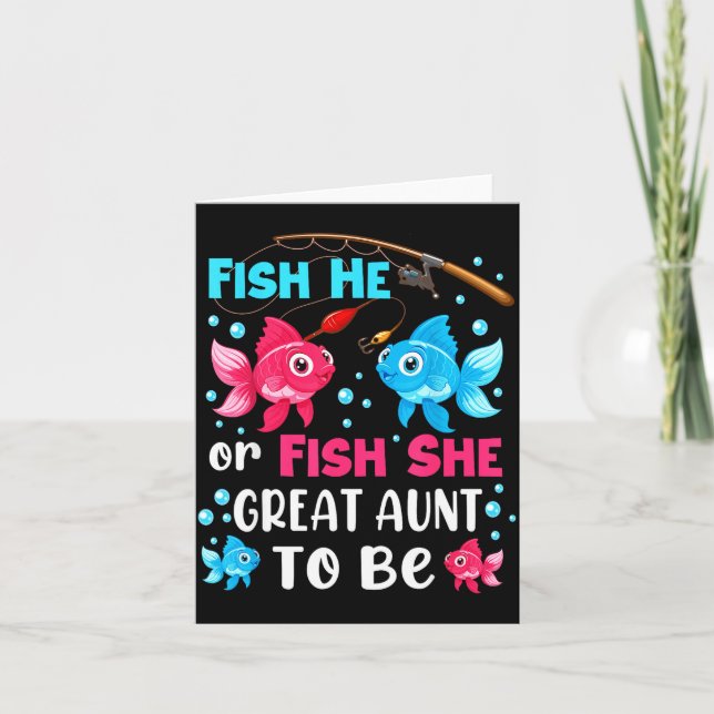 Fish He Or Fish She Gender Reveal Family Great Aun Card (Front)