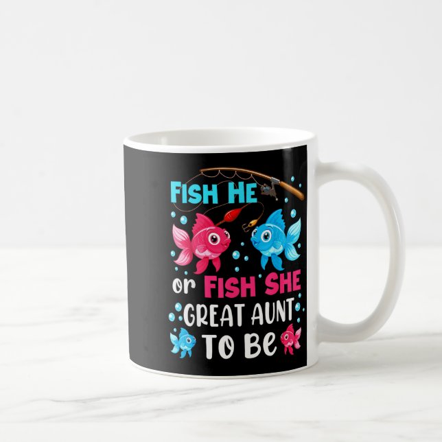 Fish He Or Fish She Gender Reveal Family Great Aun Coffee Mug (Right)