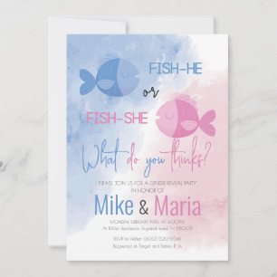 Fish-he or Fish-she gender reveal invitation