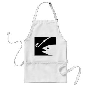 Fish Head and Hook - Black and White Standard Apron