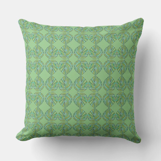 Fish Head Leaves Jazz S Mint Olive 1 Throw Pillow (Front)