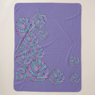 Fish Head Leaves Jazz S Purple Teal 2 Sherpa Blanket