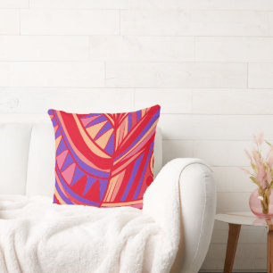Fish Head Leaves Jazz V Orange Purple Red Throw Pillow