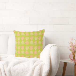 Fish Head Leaves New Kiwi Coral Throw Pillow