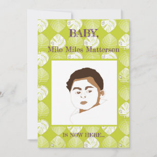 Fish Head Leaves New Kiwi White Birth Announcement