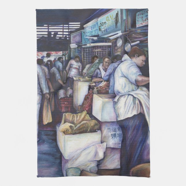 Fish Head Soup, Singapore Kitchen Towel (Vertical)