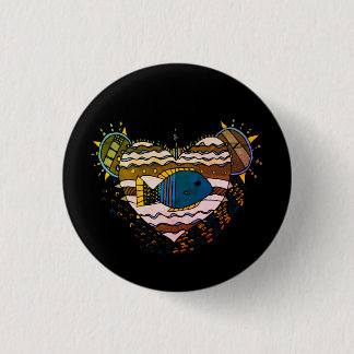 Fish Heart 1 Inch Round Button