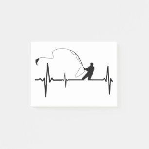Fish heartbeat fishing funny awesome outdoors boat post-it notes