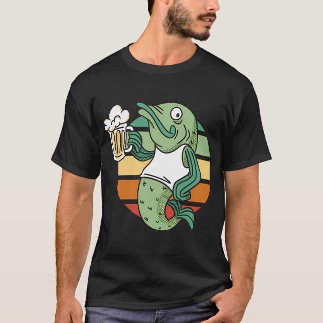 Fish Holding a Beer T-Shirt (Front)