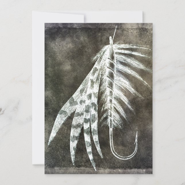 Fish Hook - Fly Fishing Angling Fish Lure Brown Invitation (Front)