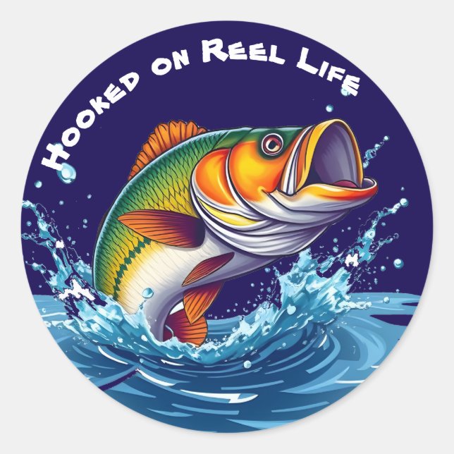 Fish-Hooked on Reel Life Classic Round Sticker (Front)