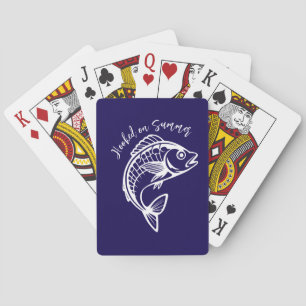 Fish-Hooked on Summer-Blue Playing Cards