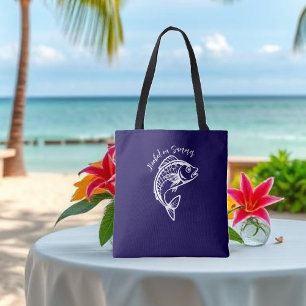 Fish-Hooked on Summer-Blue Tote Bag
