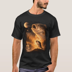 Fish Howling to The Moon Vintage 90s Retro Fish Gr T-Shirt