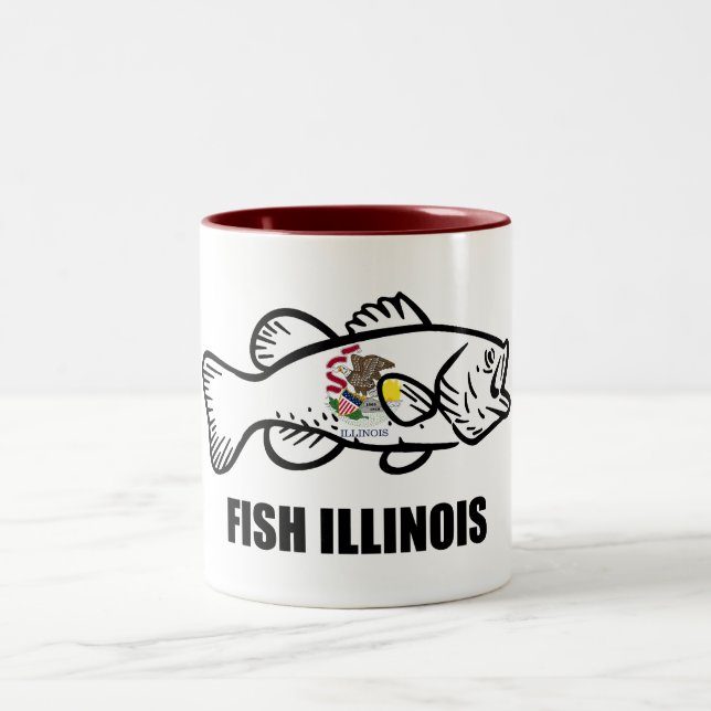 Fish Illinois Bass Two-Tone Coffee Mug (Center)