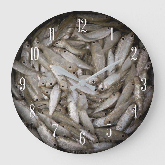 Fish in a Bucket Minnow Bait Large Clock (Front)