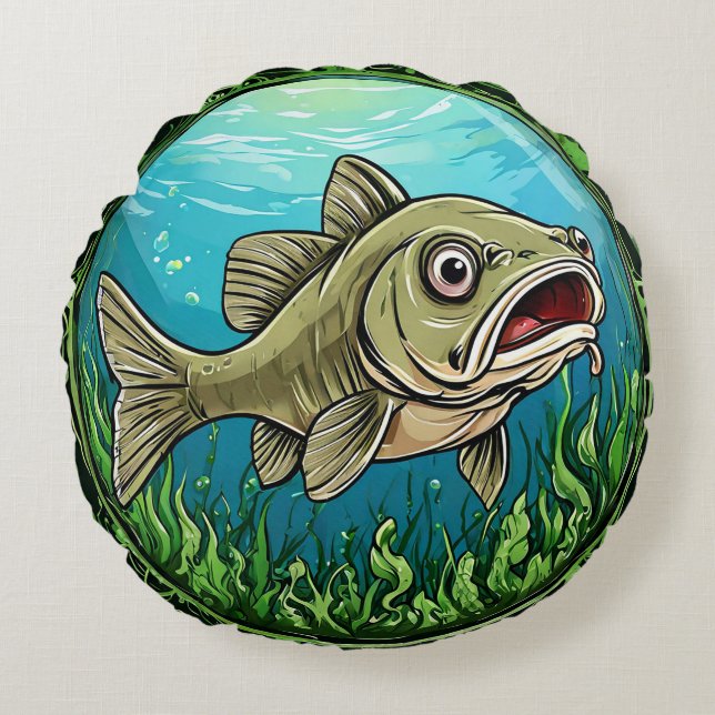 Fish in an Underwater Scene Round Pillow (Front)
