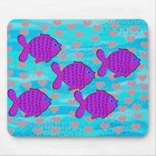 Fish in love mouse pad