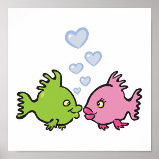 fish in love valentine poster
