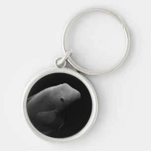 Fish in Tank - Black and White Art Photograph Keychain