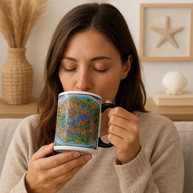 Fish in the Ocean Abstract Art Magic Mug (Fish in the Ocean Abstract Art Color Morph Mug)