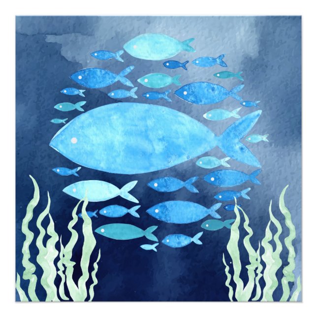 Fish In The Sea Stretched Canvas Print (Front)