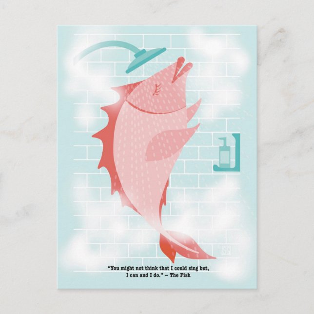 Fish in the Shower Postcard (Front)