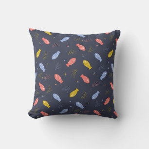 Fish in three colours Underwater Sea Fun Throw Pillow