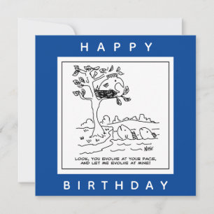 Fish is in a messed up a tree cartoon card