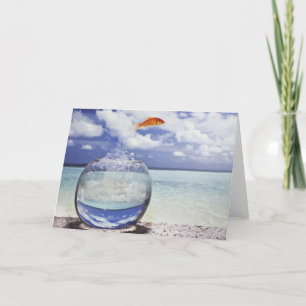 Fish jumping from fish tank card