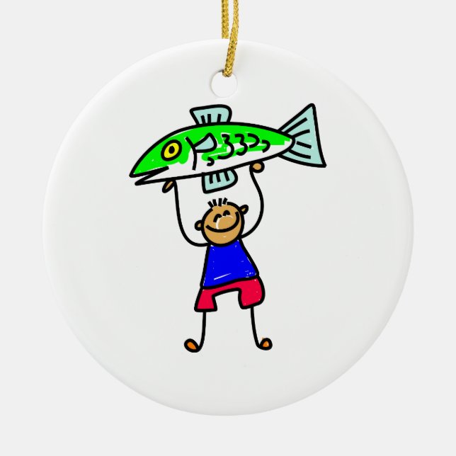 Fish Kid Ceramic Ornament (Front)