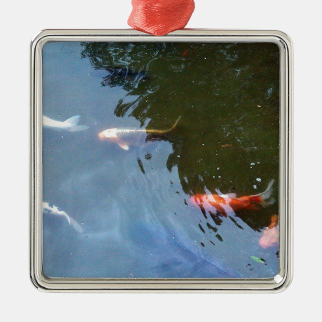 Fish, Koi Carps in pond Metal Ornament (Front)