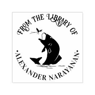 Fish Leaping for Dinner “From the library of” Name Self-inking Stamp