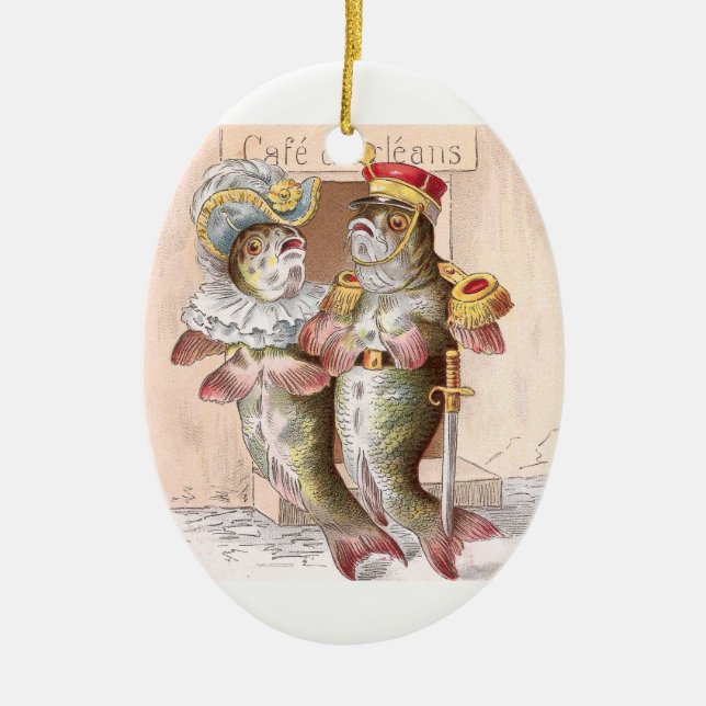 Fish Leaving the Cafe d'Orleans Ceramic Ornament (Front)